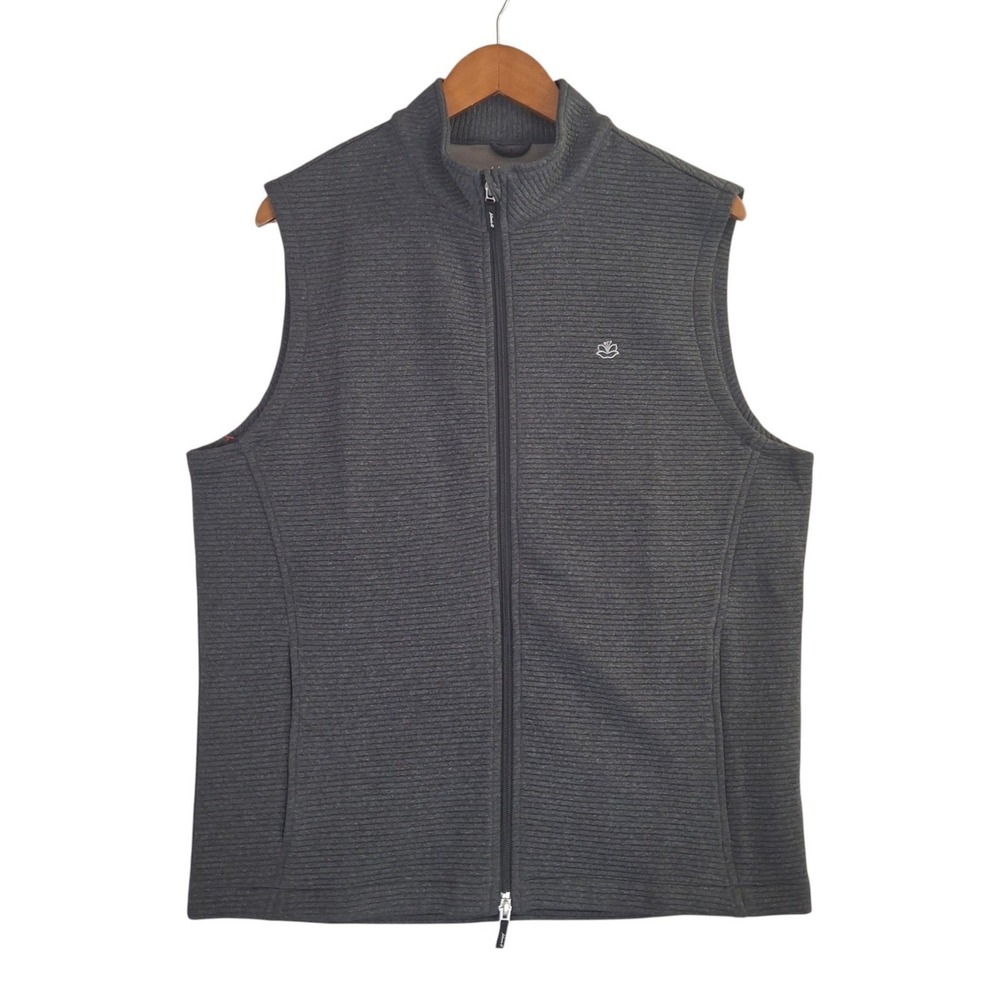 Johnnie-O Performance Reggie Vest Mens Medium Gray Full Zip Ribbed